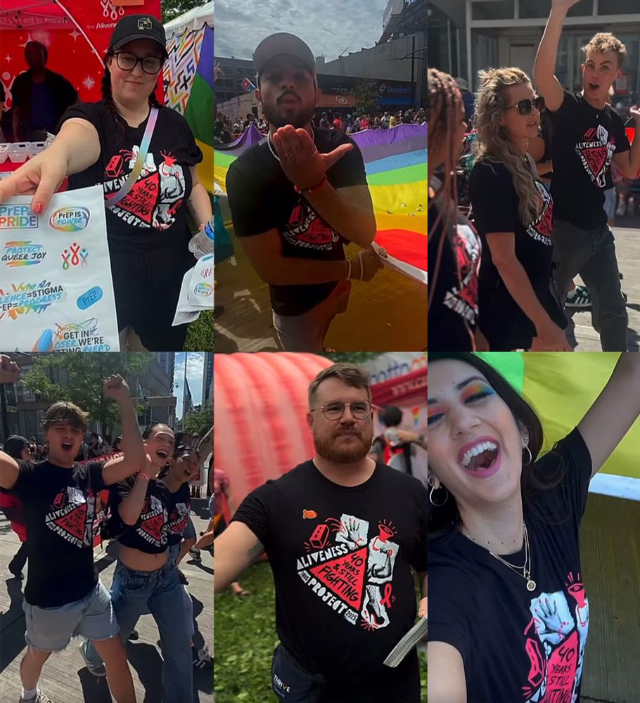 Photos of Aliveness Project staff and volunteers at various Pride events around the Twin Cities, all featuring this year's t-shirt.