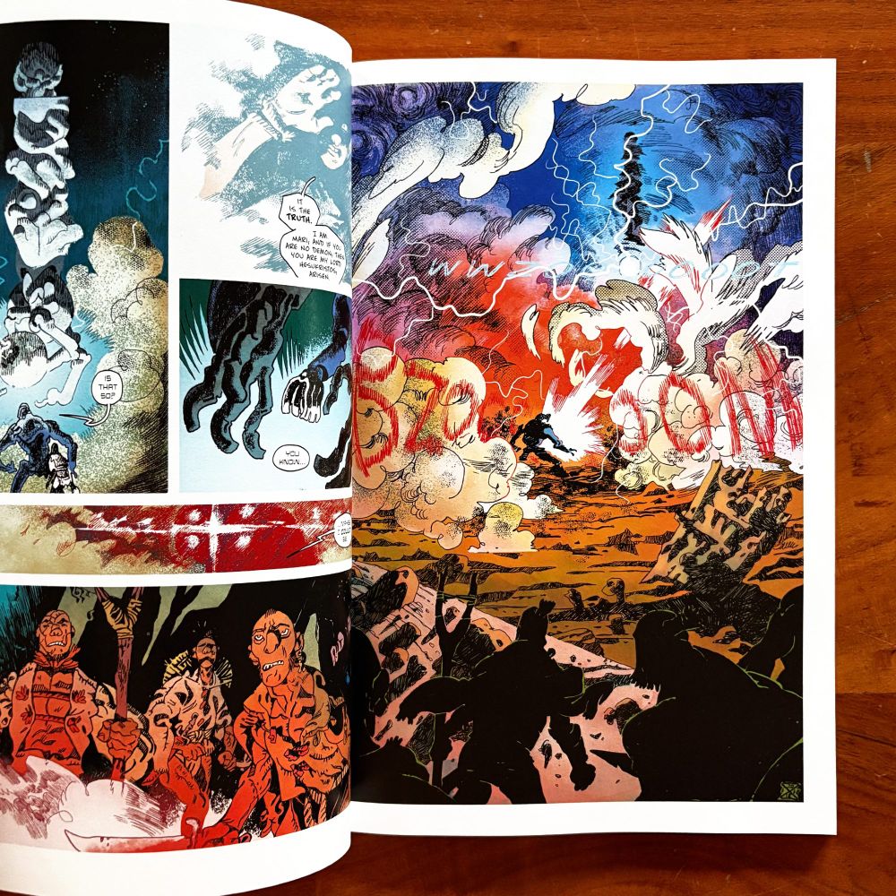 Interior spread from “First Knife” — written by Simon Roy & Daniel Bensen, drawn by Artyom Trakhanov, colored by Jason Wordie, letters by Hassan Otsmane-Elhaou, published by Image Comics 