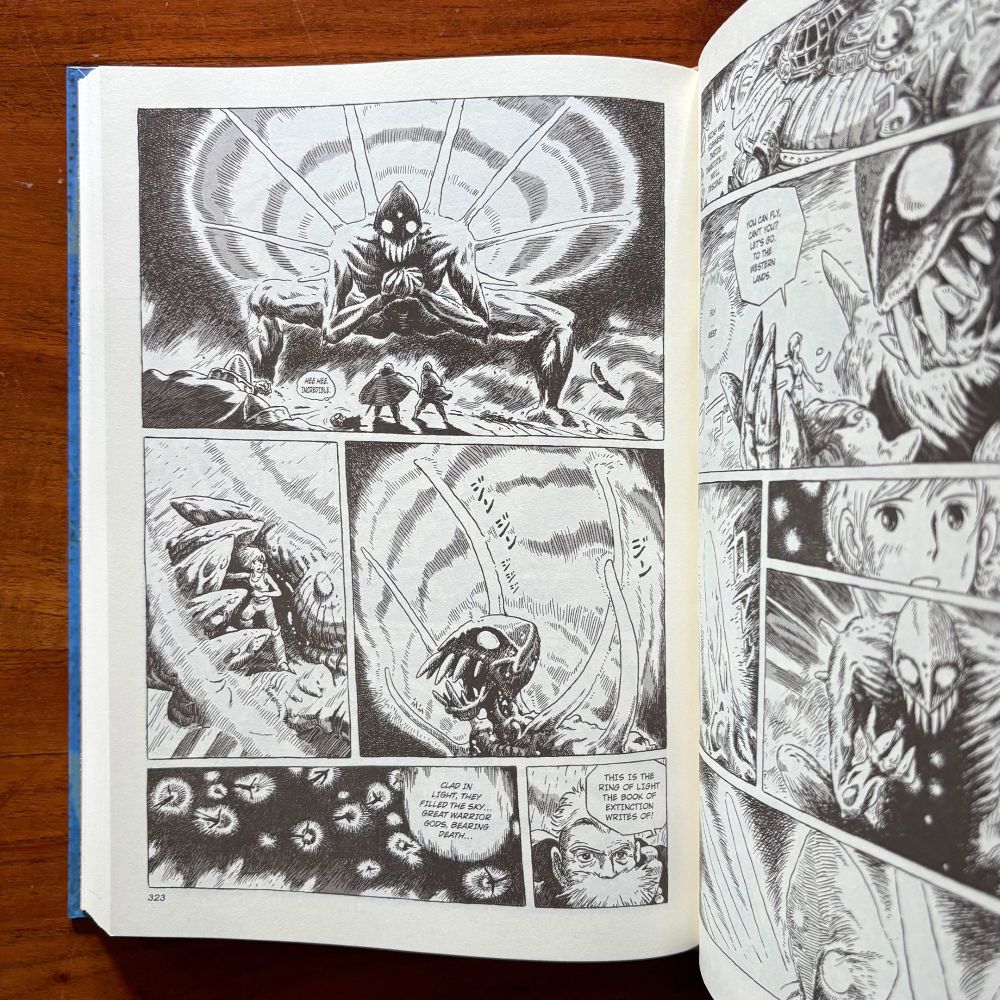 Interior spread from “Nausicaä Of The Valley Of The Wind — Deluxe Edition Volume II”, story & art by Hayao Miyazaki