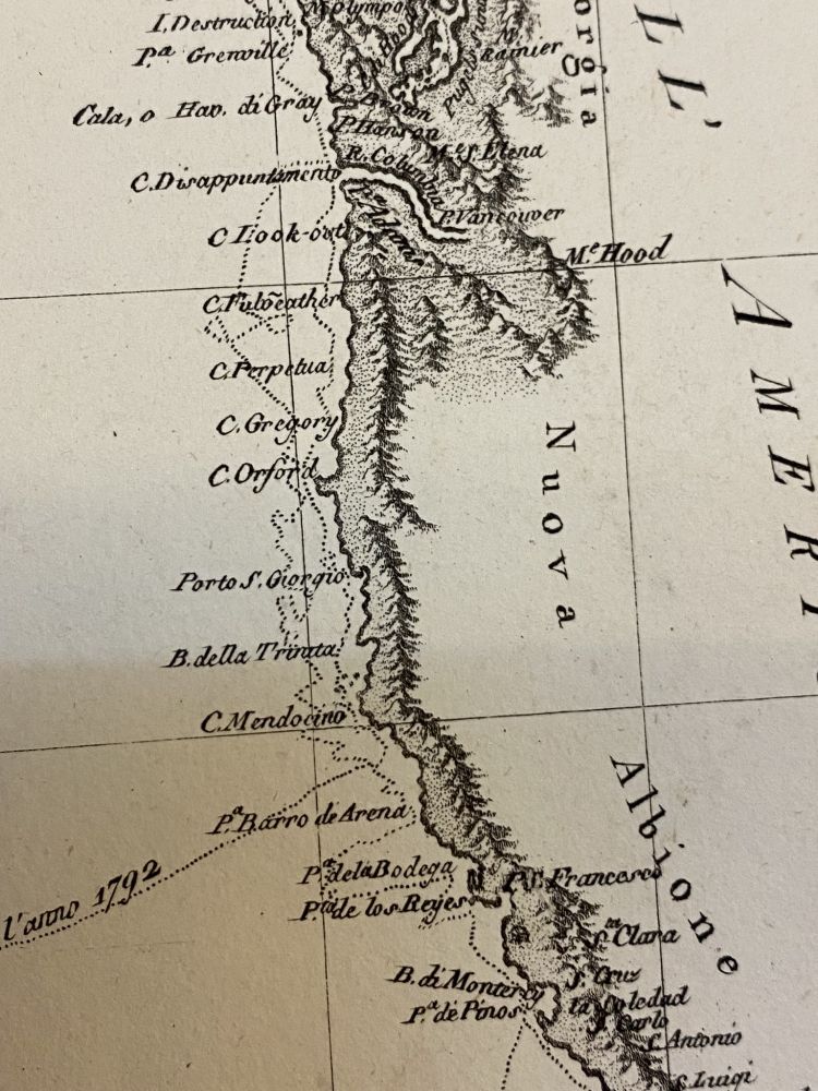 18th-century Italian map of Northwest Coast