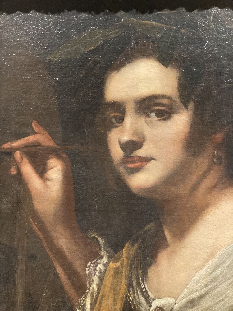 Detail of Artemisia Gentileschi's Self-Portrait, 1630–35. Oil on canvas, 365/8 × 293/8 in. (93 × 74.5 cm). Galleria Nazionale, Palazzo Barberini, Rome.