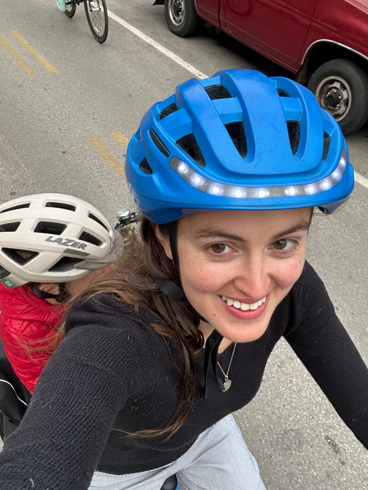 Selfie on the bike with kid on the back