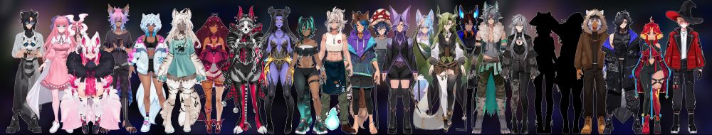 a lineup of vtuber models from januariy 2023 up to june 2025. there's a total of 25 models that roxo has worked on