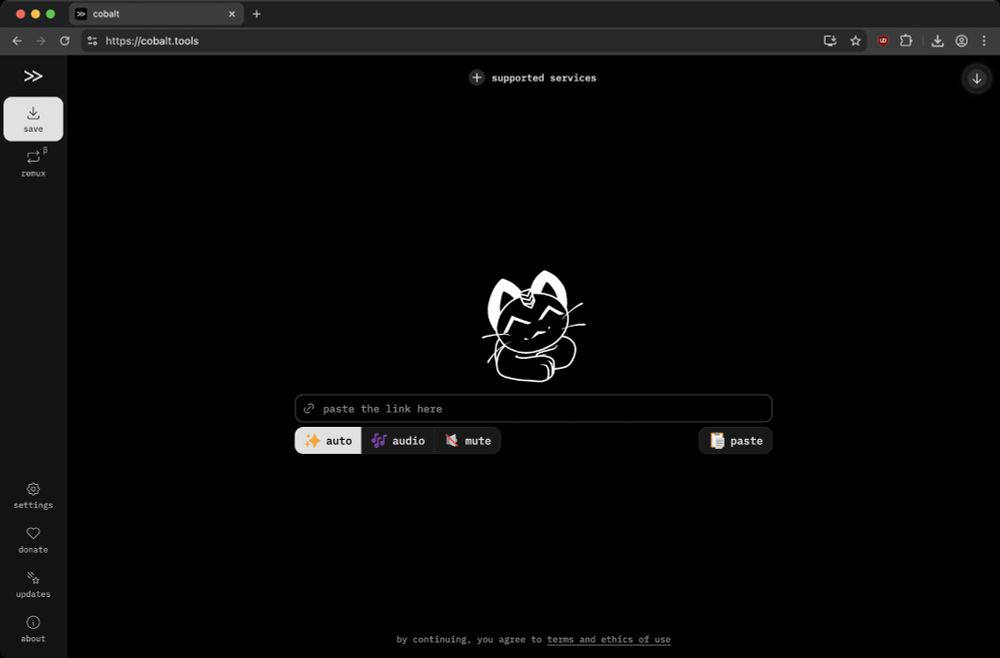 screenshot of cobalt's main page