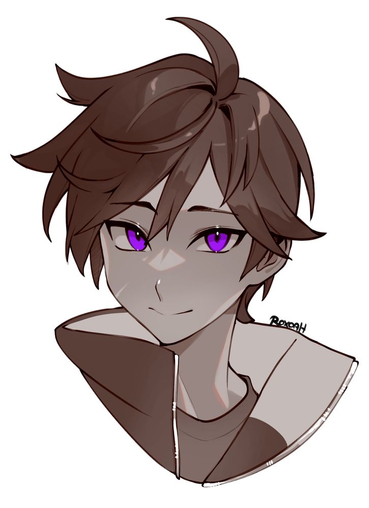 Art commission from Roxoah of my original character Zephyrus. The piece has muted, greyscale colors with Zeph’s eyes remaining bright violet. He has a calm, sweet expression on his face. 