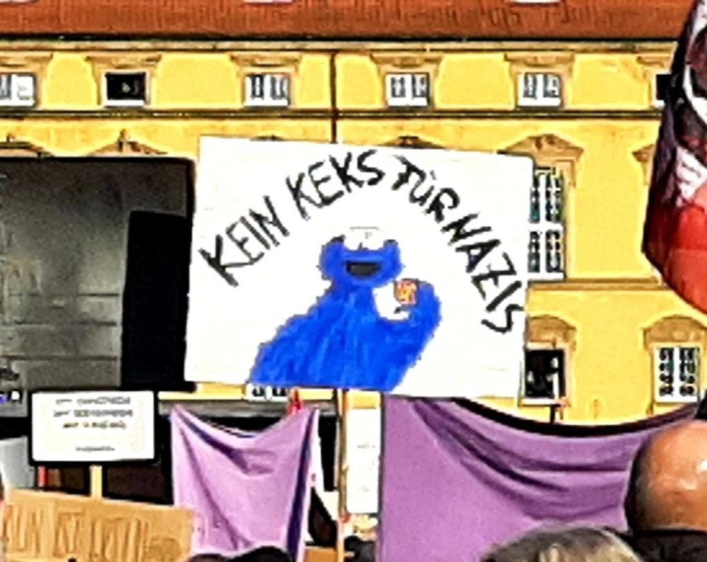 Ein Plakat mit der Aufschrift "Kein Keks für Nazis" - gesehen auf einer Anti-AfD-Demo in Osnabrück