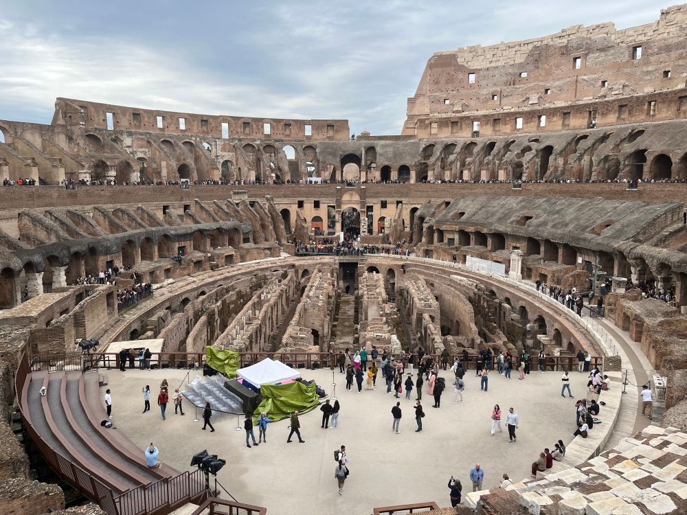 The interior of the colosseum in Rome