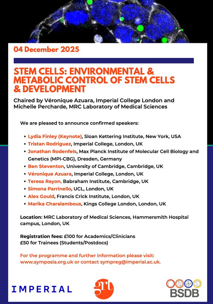 Poster for Genesis Research Trust / BSDB symposium on metabolism and stem cells