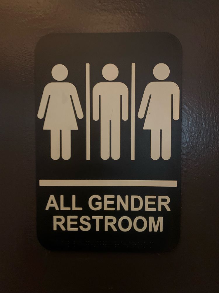All gender bathroom sign. 