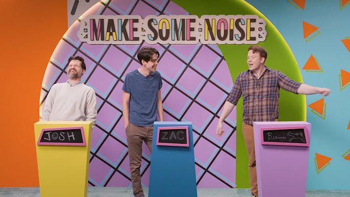 Josh, Zac, and Brennan on the set of Make Some Noise 