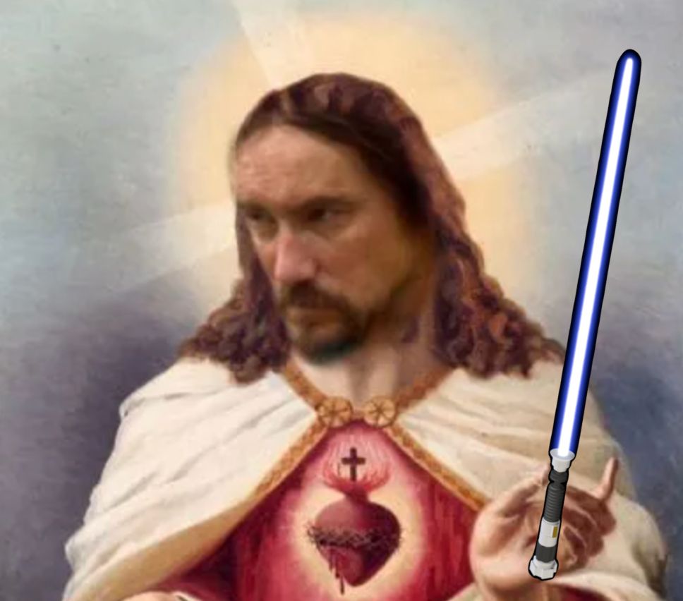 Pop-Pop as a votive candle, holding a light saber