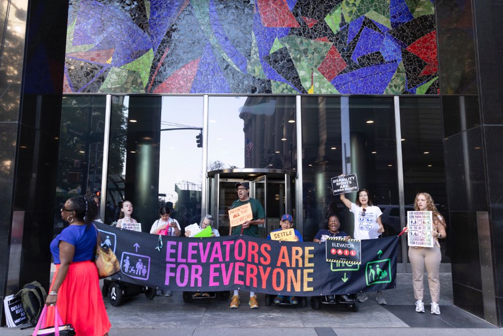 Banner that reads elevators for everyone 