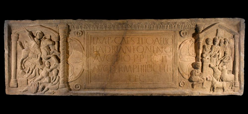 The slab was found in 1868 in Bridgeness, now part of Bo'ness, West Lothian and donated to the Society of Antiquaries of Scotland by the landowner on condition that they erect a replica on site. Photo (c) National Museums of Scotland