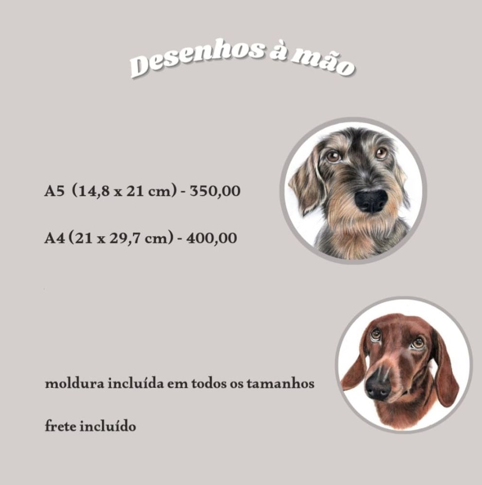 desenhos à mão 

A5 (14,8 x 21cm) 350,00
A4 (21 x 29,7cm) 400,00

moldura incluída 
frete incluído 