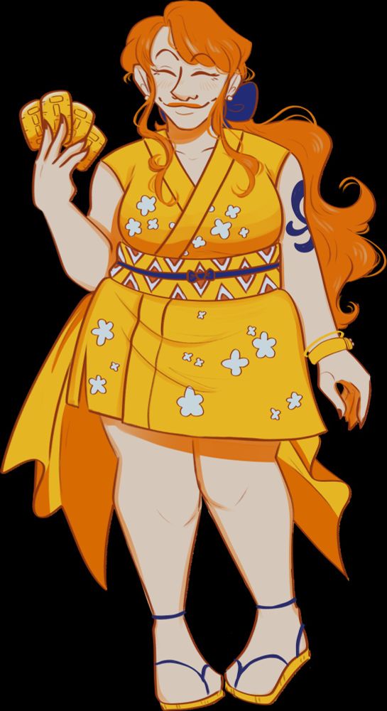 The same Nami from the previous image without a background and showing Nami's full body