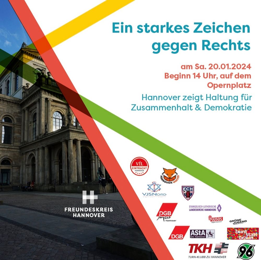 Demo: Ein starkes Zeichen gegen Rechts. Samstag 20.01.2024 Beginn 14:00 auf dem Opernplatz.