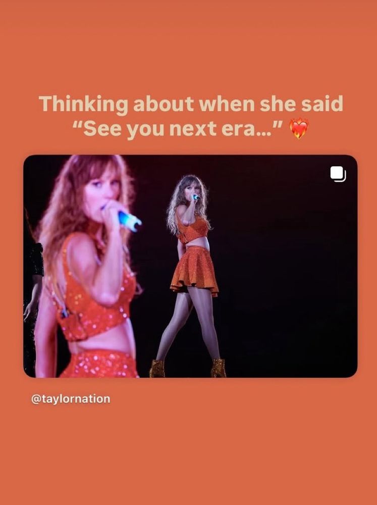 Screenshot of Taylor nation’s ig story with and orange background and the full orange 1989 outfit af the eras tour