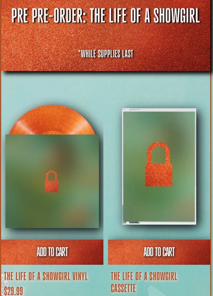 Taylor swift website screenshot showing pre orders 