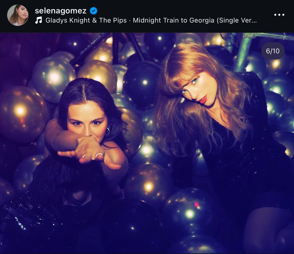 Screenshot of Selena Gomez’ recent post featuring Taylor Swift