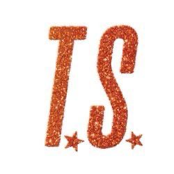 NEW taylor swift logo with her initials an two stars in gliterry orange