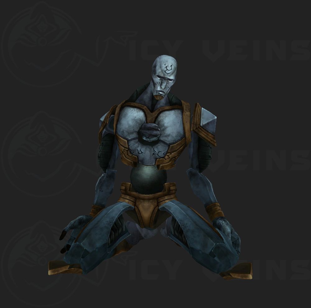 The Jailer, from World of Warcraft, defeated and looking like a sad puppet with his strings cut.