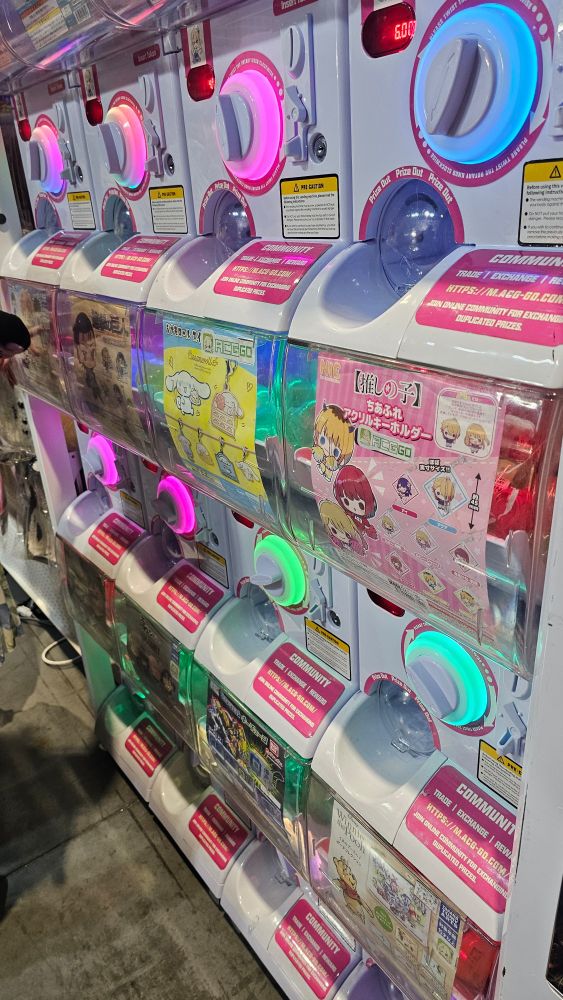 Rows of capsule vending machines 