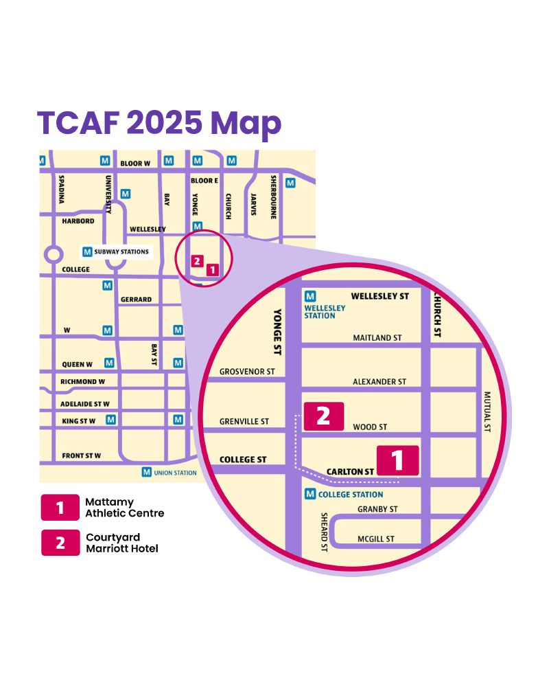 External map of how to get to TCAF 2025.