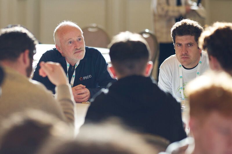 At a table discussion with young delegates