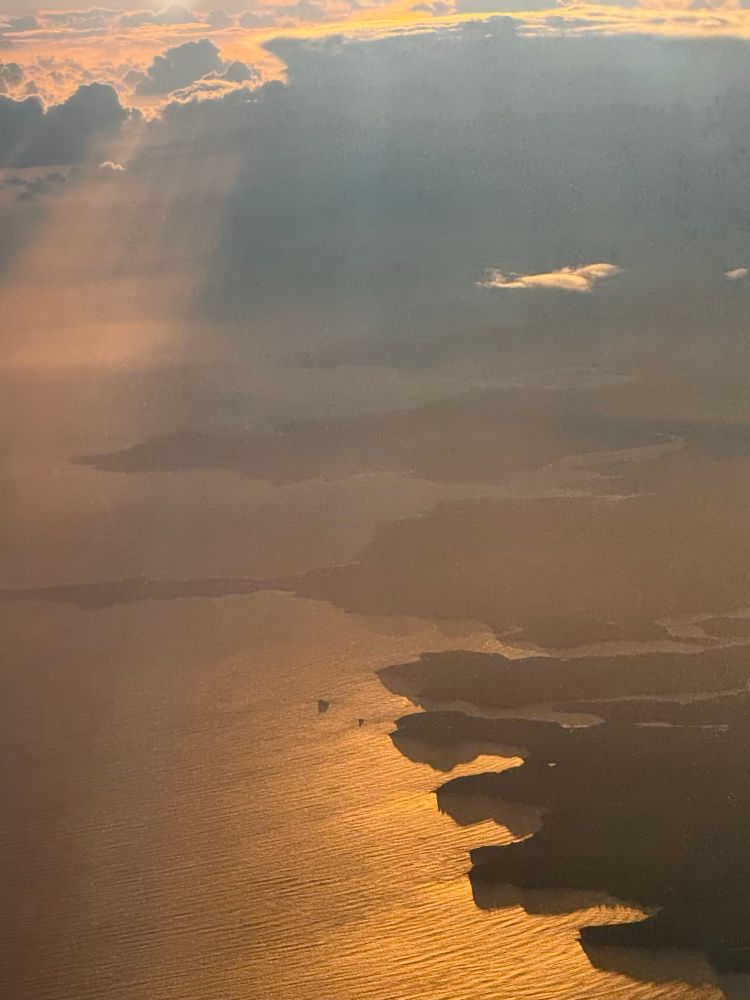 The Atlantic coast of Ireland in late afternoon, as seen from 37,000 feet on a Boeing 767