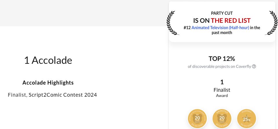 “Party Cut” made finalist in Script2Comic contest!