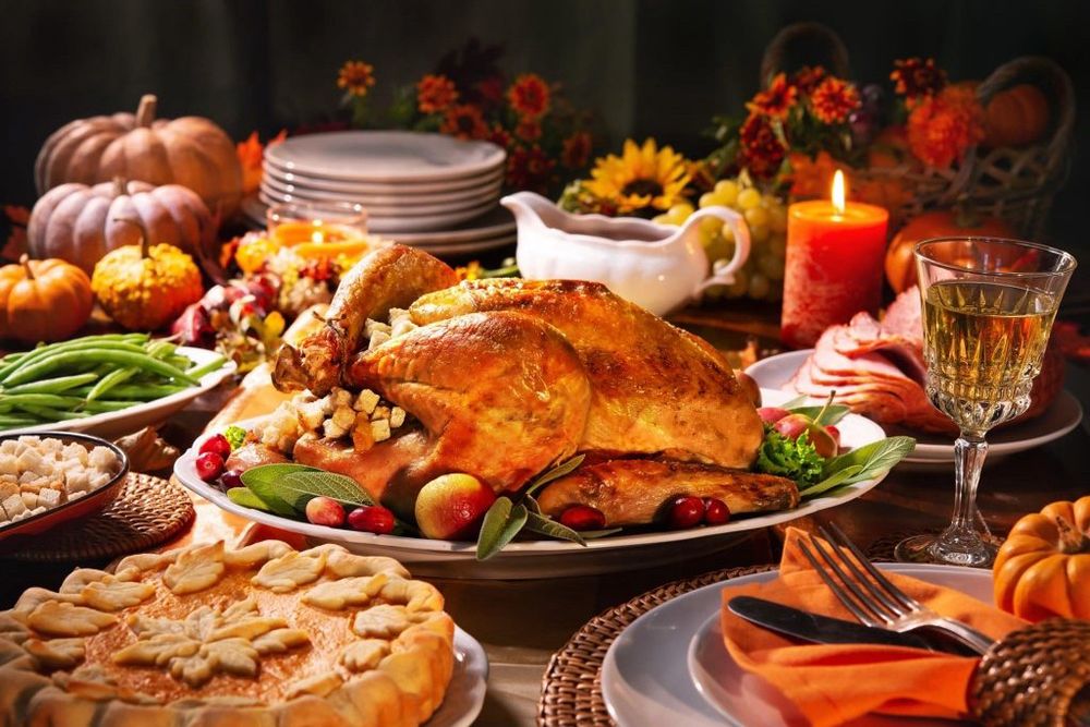 Photo of a Thanksgiving dinner. 