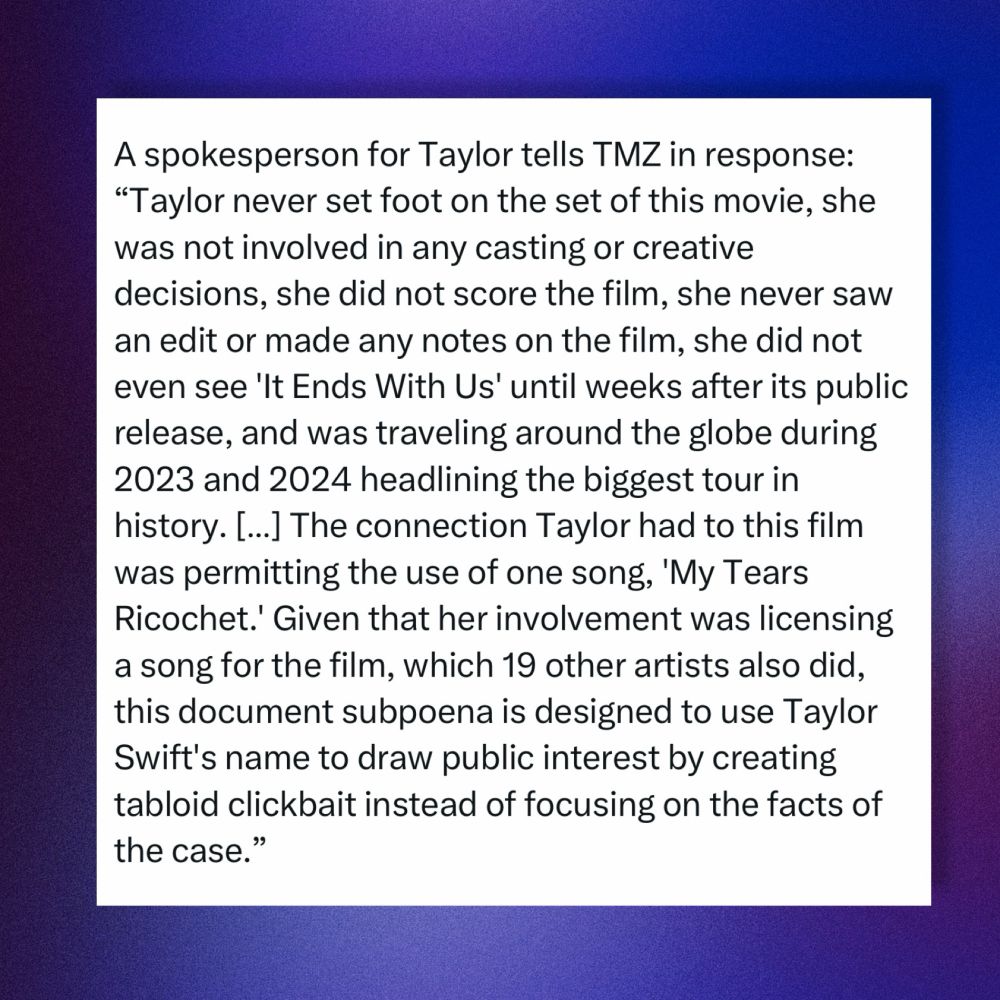 Statement from Taylor’s rep. 