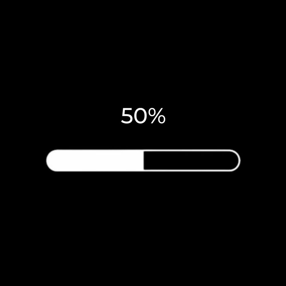 Progress bar: 50% full. 