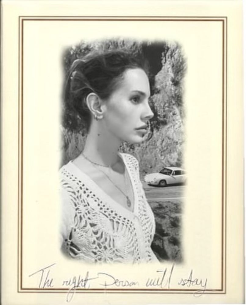 Lana Del Rey in a low quality photo/edit for her upcoming album ‘The Right Person Will Stay’ — presumably album cover. 