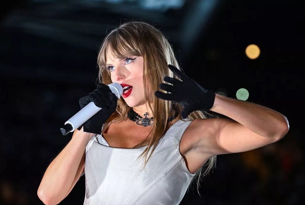 Taylor Swift performing at the Eras Tour during ‘The Tortured Poets Department’ set.