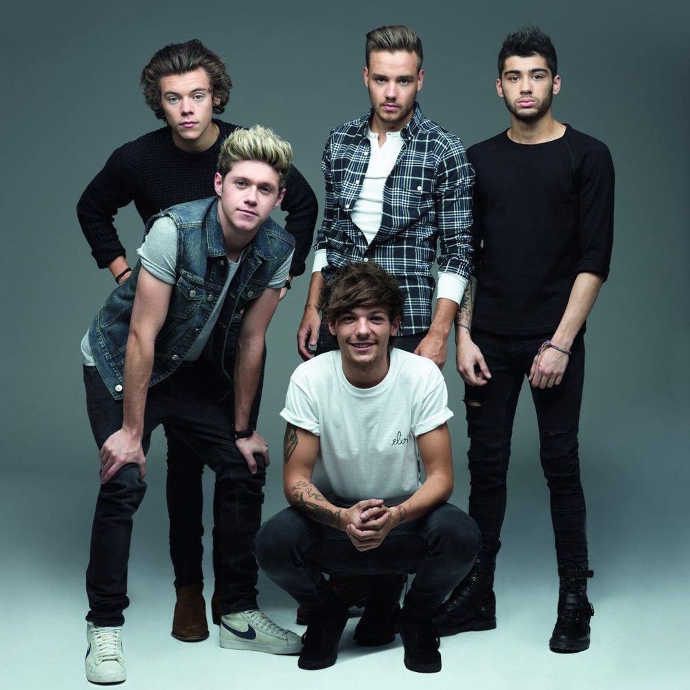 One Direction posing together for a photoshoot.