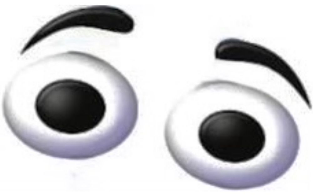 A screenshot of just the cartoon eyes and floating eyebrows of Microsoft’s old “Clippy” assistive agent character.