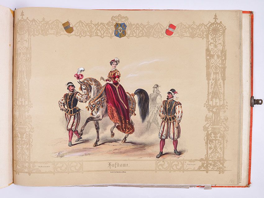 Girolamo Franceschini (1820-1859), Vinzenz Katzler (1832–1882), kolorovaná litografie, 800 x 500 mm 
Hraběnka Waldstain-Schwarzenberg