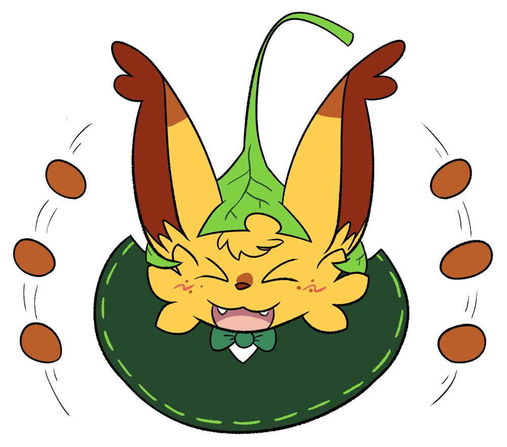 Art of Raya from Yokoka's Quest, with her paws shown as fur-coloured balls with motion lines on each side of her, as a anime-stylised way of showing her hyperactively flapping them about.