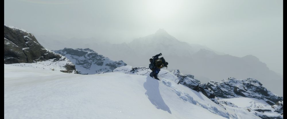 Sam trekking through the snow