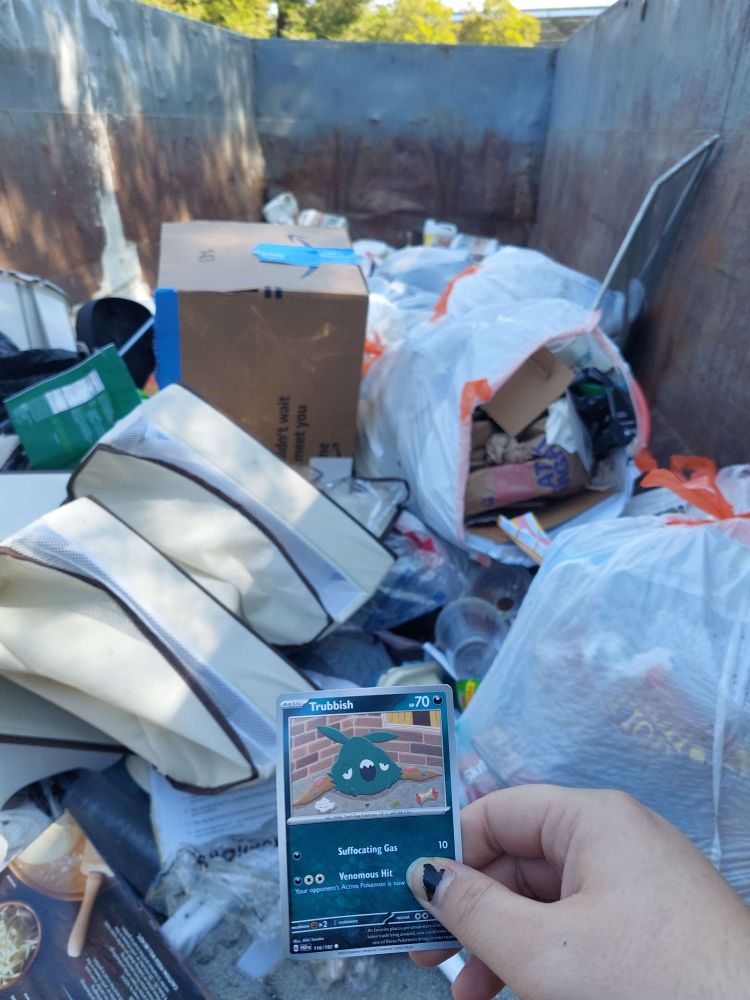 Photo of a trubbish pokemon card found in a dumpster.