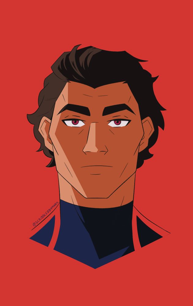 2024 portrait drawing of Miguel O’Hara from Spiderman Across The Spiderverse