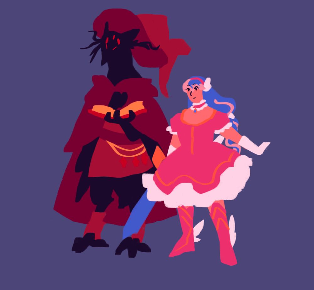 A monster and a human standing together.