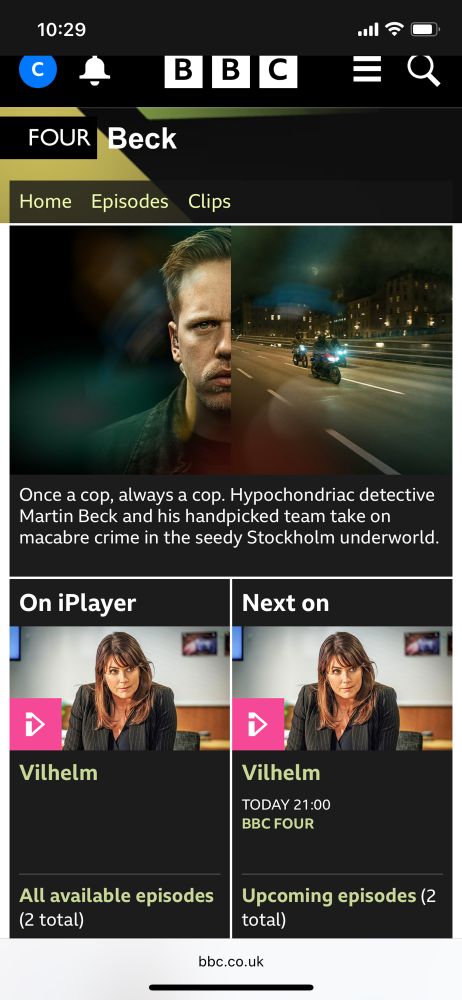 BBC iPlayer advertising some Beck episodes 