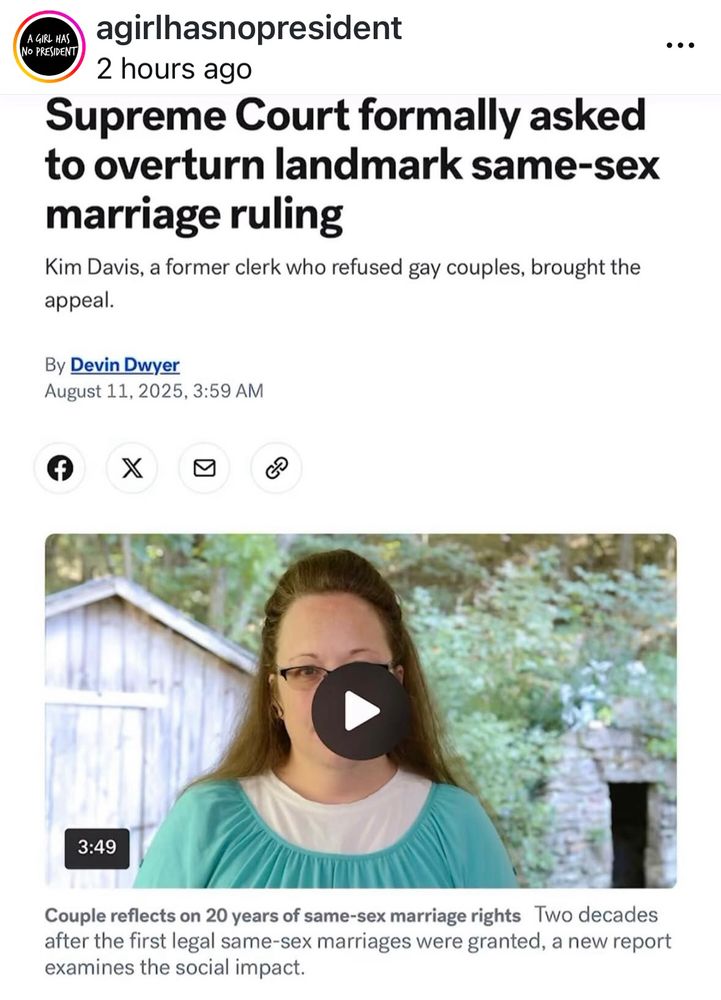 A post from Instagram showing a pic of that fat cunt Kim Davis, and how she’s bringing an appeal to SCOTUS to overturn gay marriage 