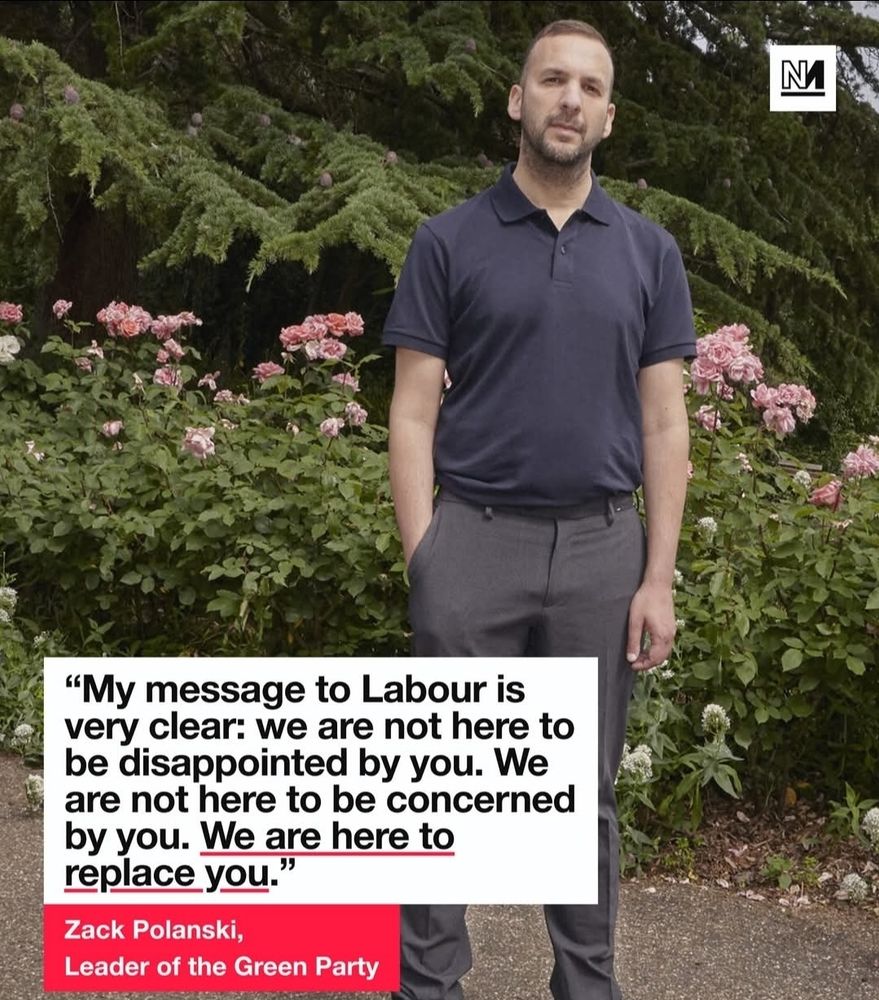 Photo of Polanski with his words: "My message to Labour is very clear: we are not here to be disappointed by you.   We are not here to be concerned by you.   

We are here to replace you"