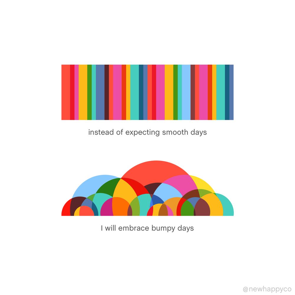 instead of expecting smooth days (a rectangle with lines of color)
I will embrace bumpy days (those same colors represented in circles overlapping each other)