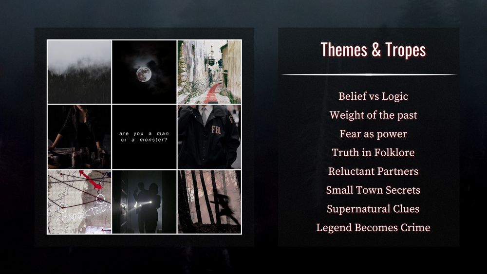 Belief vs Logic, folklore as evidence, reluctant partners solving supernatural clues in a town haunted by its past.
