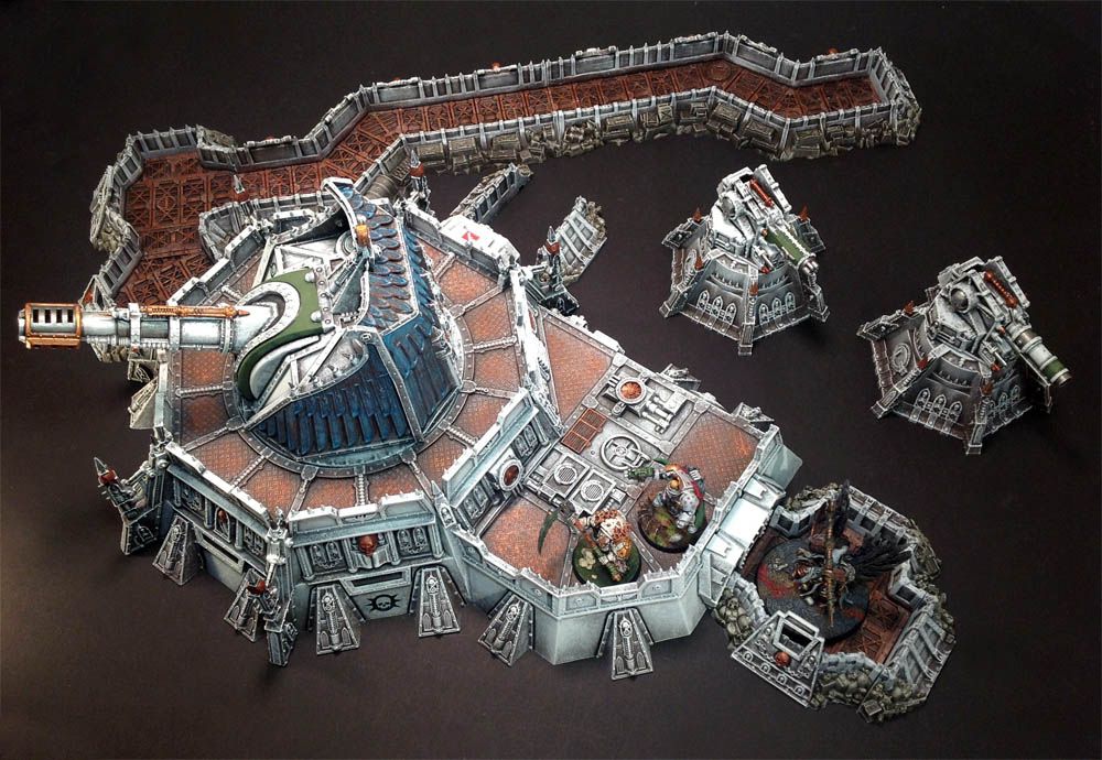 Warhammer 40K Death Guard Macro Cannon battery and attached trench lines.