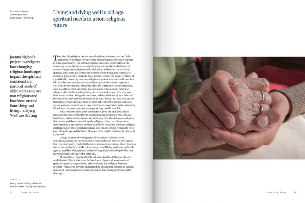 Screenshot of a project featured in the Trust's 2024 Annual Review. Young hands holding old hands.